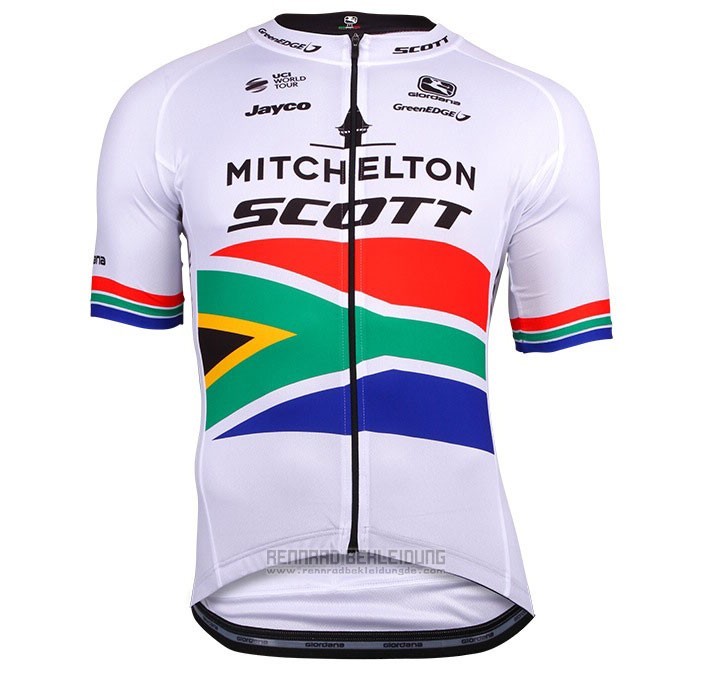 2018 Fahrradbekleidung Mitchelton Scott Champion Afrika Trikot Kurzarm und Tragerhose